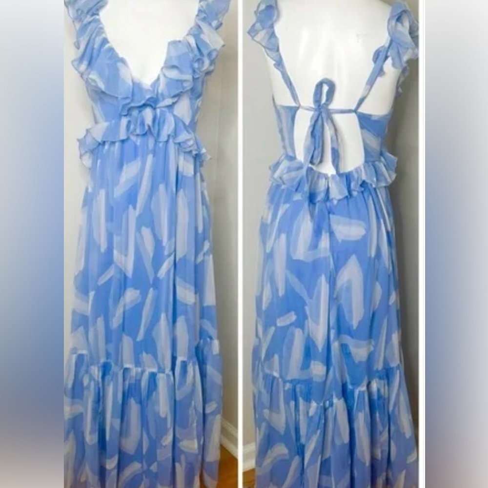 Abercrombie & Fitch Light Blue Patterned Maxi Dress - Picture 3 of 11